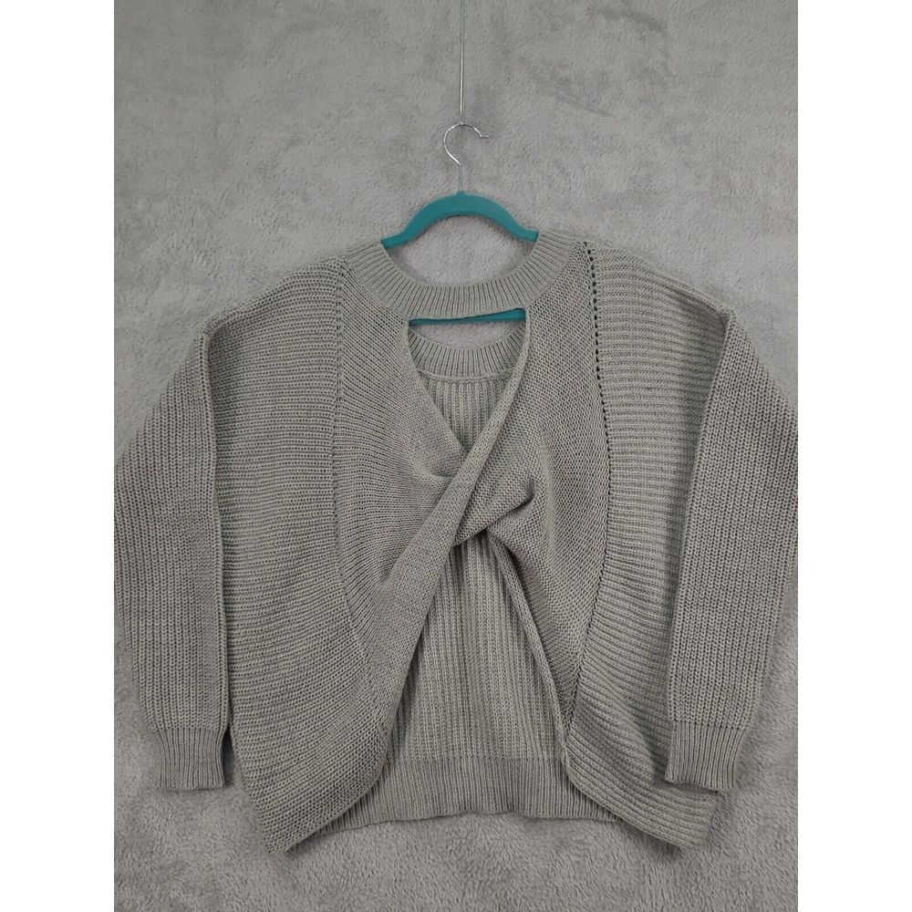 Sage the Label Women's Marled Grey Knit Twist Front Knit Sweater Size‎ M